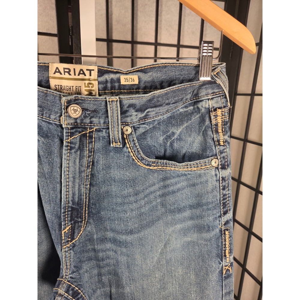 Ariat M5 Straight Fit Straight Leg Jeans Mens 35x36 Medium Wash Denim Western - Picture 4 of 8